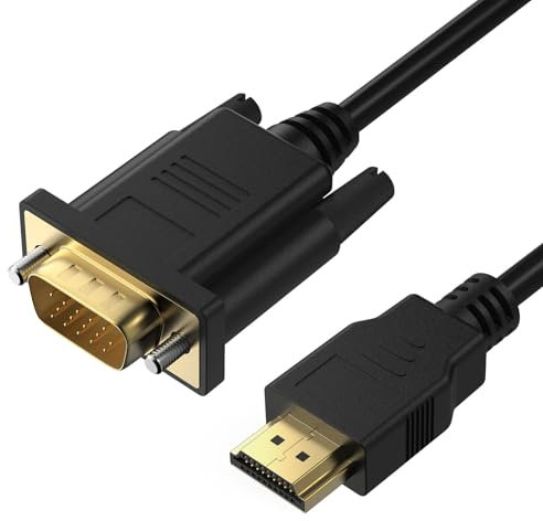 Amzpas Câble HDMI vers VGA 1,8M Prise en charge 1080p, Unidirectionnel Câbles HDMI mâle vers VGA mâle, Câble pour ordinateur de bureau, projecteur, HDTV