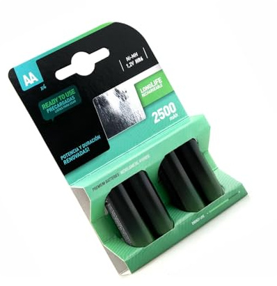 Batería Recargable HR06 2500mAh, Tipo AA, Ideal para Dispositivos electrónicos y Juguetes, Proporciona Alta duración y Rendimiento óptimo.
