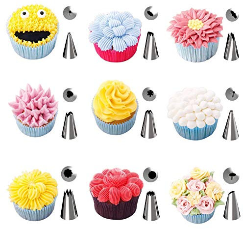 RYTTGOP Set di 72 sacchetti e punte per tubazioni, set di tubazioni per glassa, strumenti per decorare torte di pasticceria fai-da-te per biscotti glassati di cupcake