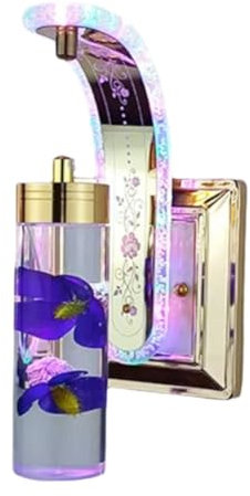 Fangxuee Lámpara de Pared Decorativa de Lujo, Pantalla de Acrílico, Lámpara de Pared, Pasillo Nórdico, Lámpara de Flores, Noble Violeta