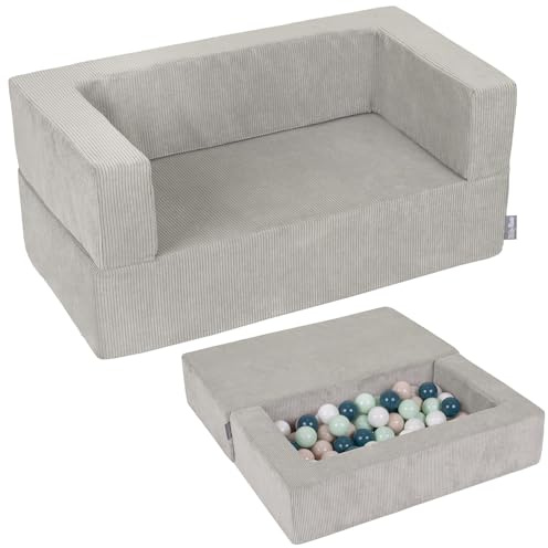 KiddyMoon Kindersofa Und 100 Bällen/7Cm Für Kinder Weiches Schaumstoff-Sofa Leich Modulares Sofa Vielseitig Abnehmbarer Bezug Perfekt Für Spiel Lernen Und Entspannung
