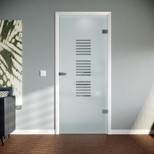 Hidalgo ESG Glasdrehtür Innentüren Zimmertüren für Innenräume, Badezimmer, Korridore, Eingangsbereiche, Geschäftsräume (Floatglas 8mm, standard, Breite x Höhe: 834 mm x 2097 mm)