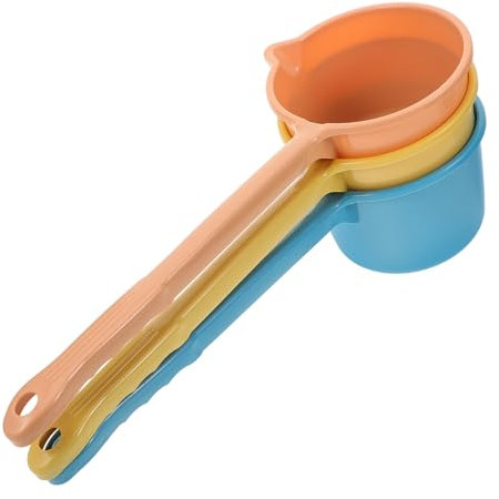 LIGIGWASH 3piezas Cucharones De Agua Con Mango Para Cocina Baño y Jardinería Resistente y Práctico Colores Amarillo Rosa y Azul