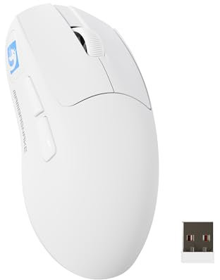 MAMBASNAKE M4 Superlight Souris Gamer sans Fil, 24000 DPI, 53g Ultra-Léger Souris Gaming, Capteur PixArt PAW3311, RGB Logo, Batterie 400 mAh, 2,4GHz/Bluetooth/Filaire, for PC/Mac, Blanc
