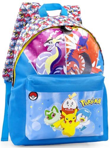 Mochila escolar 41×31×18 cm – Para Pokemon Fan – para 1º a 4º de Primaria (6–10 años) – con tirantes acolchados, separador interior, portabotellas – ligera, práctica e idea regalo niño Clondo