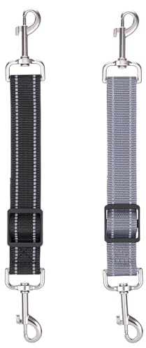 ElevateTech 2 st hundhalsband säkerhetsklämma, justerbart dubbelavslutat backup-spänne koppelkontakt mild ledare lämplig hundsele små hundar halsband promenader löpning träning resor (svart grå)