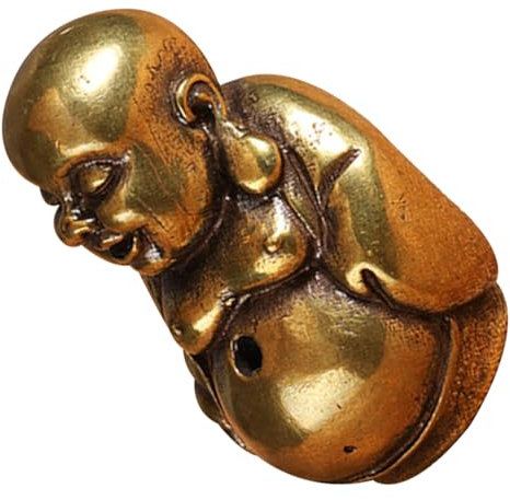 OUNONA Porta Profumo in Ottone Antico Statua di Buddha Maitreya per Aromaterapia e Decorazione Ambienti Elegante e Accogliente