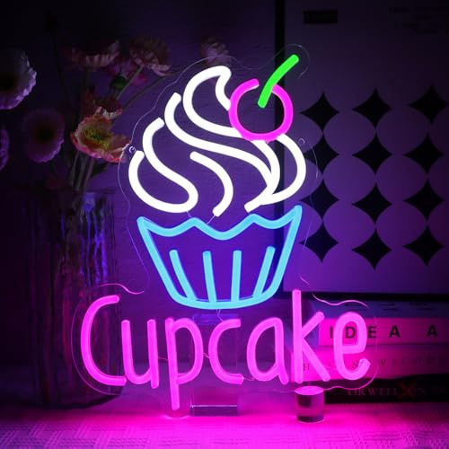 OYCGZV Cupcake Neon Schild Muffin Led Neonschild Wand Torte Neon Sign USB Dimmbar Led Schild für Bäckereien Schlafzimmer Home Küche Restaurant Kaffee Bäckerei Geschäft Bar Party Dekor