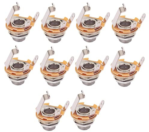 1 Set mit 10 Nickel-Mono-Klinkenbuchsen für Gitarren, Instrumente, DIY-Zubehör