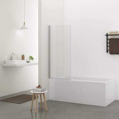 Bathlink 80x140cm Duschwand für Dusche,1-seitig 5mm ESG NANO Glas Badewannenaufsatz, Duschwand Badewanne Duschabtrennung