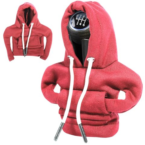 Xibao 2PCS Housse Pommeau de Vitesse,Accessoires Intérieurs Auto,Cache Pommeau de Vitesse,Sweat à Capuche pour Levier de Vitesse,Convient à la (Rouge)