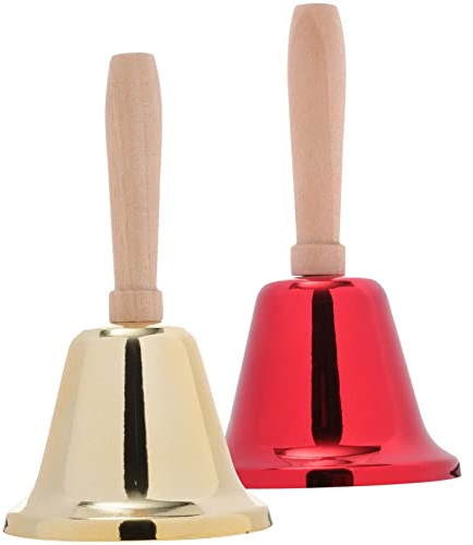 BESPORTBLE 2 Stück Teiliges Handglocken mit Holzgriff aus Metall Klassische Rassel mit Elegantem Design als Weihnachtsdeko für Restaurant Service Praktische Klingel für Camping und Outdoor