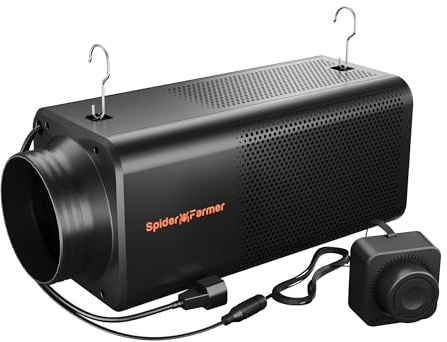 SPIDER FARMER Filtro a Carbone Attivo 2 in 1 con Ventilatore 150mm, Regolatore RJ12, 62W 345 CFM per Grow Box