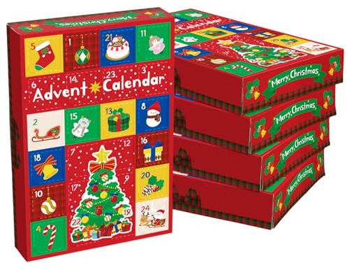Calendario dell'Avvento di Natale da 5 pezzi 2025 24 giorni Calendario dell'Avvento vuoto compilabile fai-da-te Conto alla rovescia di Natale per adulti e bambini, 10x7x2 pollici.