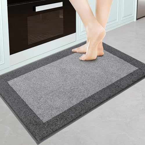 DOMUSTEX küchenteppich 60 x 90 cm, Schmutzfangmatte Innen, Waschbar Teppich, Eingangsteppich, rutschfeste Fussmatte für Hund, Badezimmer, Flur