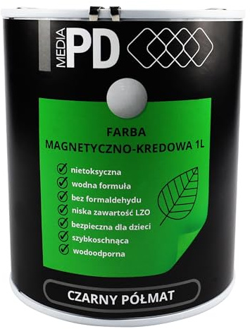 PDmedia Tafelfarbe Magnetfarbe - 1000 ml - 2-in-1 Magnetische Kreidefarbe für Wände und Möbel - Schwarz Matt