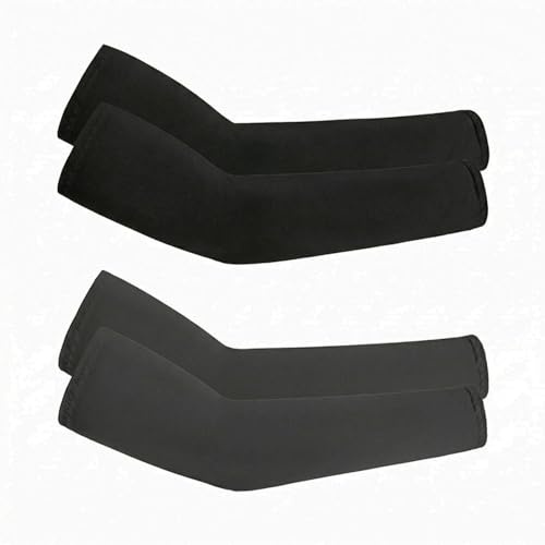 ARYIMYDP 2 pares de manguitos unisex, con diseño compresivo y refrescante, ideales para practicar deporte y actividades al aire libre (negro, gris oscuro)