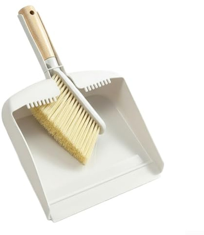 Vilgftyiet Spontex Dustpan & Brush Set, Hand Brush And Shovel, 2-in-1 Shovel And Broom Set Portable Dustpan And Brush, Compact Storage and Lightweight Design(White)