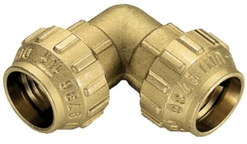 Rohrbogen doppelt aus Messing Tiemme 25 mm für PE-Rohre