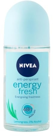 NIVEA Fresh Energy Women’s Roll-On Antiperspirant Deodorant 50 ml – Long-Lasting Fresh Scent and Everyday Protection with Lemongrass Extract – Elegant Portable Design for Daily Use