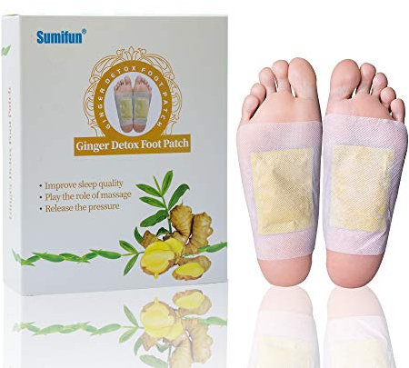 Jengibre natural Parches Detox Pies Pure Natural Parches Desintoxicantes Parches Exfoliantes toxinas Alivio para el dolor Cuidado salud Quitar pies 24 parches