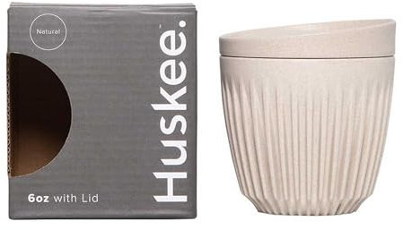HUSKEE 6oz HuskeeCup - Taza y Tapa de café y té de cáscara de café (Color Natural)
