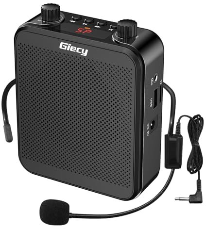 Giecy - Amplificatore vocale portatile con microfono per cuffie da 30 W, batteria ricaricabile 2800 mAh, potente amplificatore voce per insegnanti, guide, allenatori, presentatori
