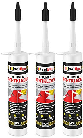 Isolbau Lot de 3 tubes de colle d'étanchéité bitumée - 310 ml - Pour le montage et la réparation de bardeaux bitumés - Noir