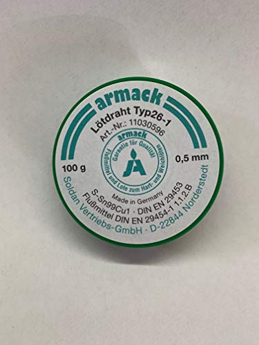 armack Lötdraht Typ26-1 0,5 mm Ø 100g S-Sn99Cu Flussmittel gefüllt