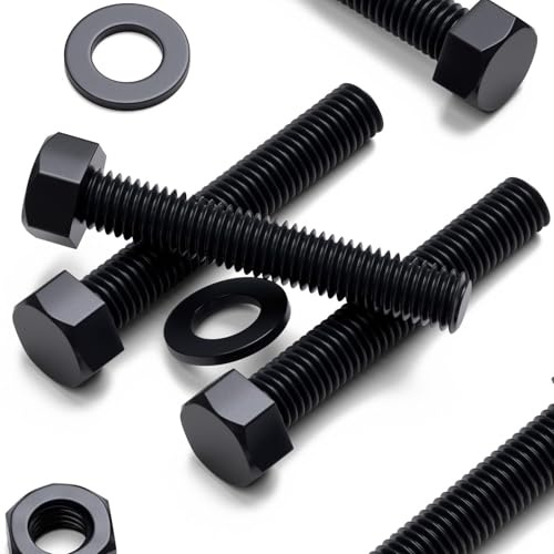 10x Vis à tête Nylon Noir Hexagonale, M10 x 50mm, Ecrous et boulons en plastique, Rondelles, Nylon, Noir