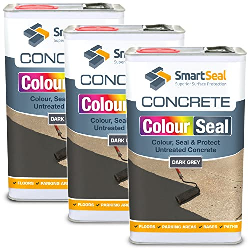 SmartSeal Coloured Concrete Sealer (Grey, 3 x 5L) - Professional Sealant to Recolour, Protect & Transform External Floors - Durable Alternative to Concrete Paint - Hard-Wearing Finish