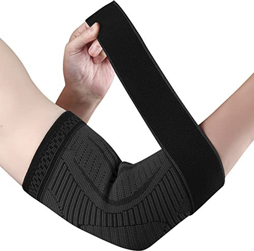 Ellenbogenbandage für Damen und Herren 1 Stücke Kompression Ellenbogen Bandage Einstellbar Ellenbogenstütze für Linke und Rechte Hand Tennis Ellbogen, Golf Ellbogen, Arthritis, Tendinitis (Schwarz, S)