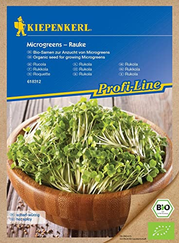 Kiepenkerl 618312, BIO Microgreens Rucola, Rauke Bio-Samen zur Anzucht von Microgreens, kräftig-würziges Aroma, senfölhaltige Sprossen