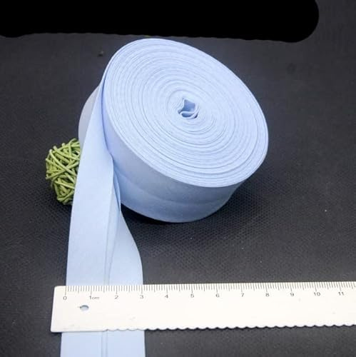 Schrägband aus Baumwolle, extra breit, 3 cm, einfarbig, kariert, Druckmuster, einfach gefaltet, zum Nähen von DIY-Kleidung, Stoffzubehör, 12 Himmelblau, 10 m