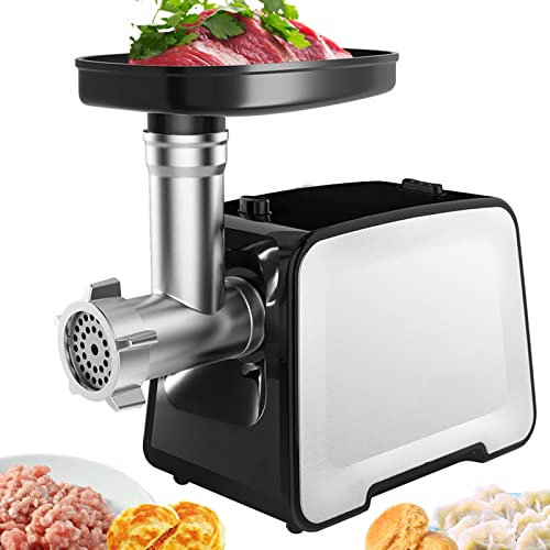 Samnuerly New Heavy Duty Meat Grinder, 400W,/for Food Blocking, Auto Lock, Split Design/Easy to Clean, for Home Use/Commercial,Gold (Silver)