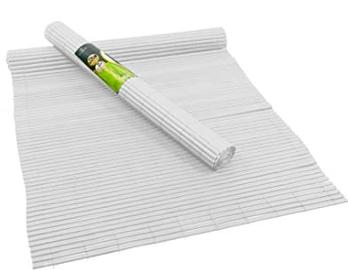 BESCH Valla Protección Visual de PVC 1.5mx3m Doble Cara - Estera de Privacidad Cañizo PVC Protección contra Viento para Jardín, Balcón, Terraza (Blanco)