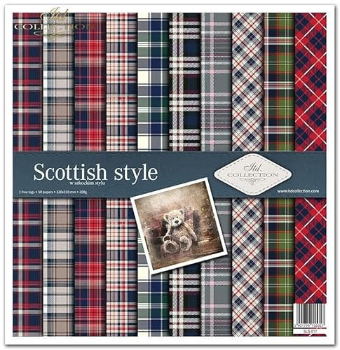 ITD Collection - Paquete de Scrapbooking 12 x 12 Pulgadas, Papel Decorativo para Decoupage y Fabricación de Tarjetas - 310 x 320 mm (Scottish Style -SLS-017)