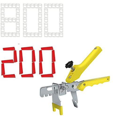 Tile Leveling System 1/16'' Tile Tools, 800pcs Tile Leveler Spacers Clips, 200pcs Reusable Wedges and 1pc Tile Pliers for Wall Floor Tile Adjustment Installation