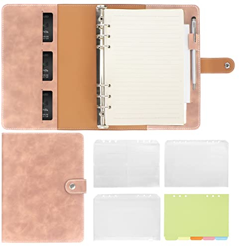 Skycase ringbuch a5,A5 Binder Notizbuch Ordner Portfolio,6 Löcher Loseblatt Binder PU Leder,Ringbuchordner Planer,Ringbuch DIN A5 Tagebuch Ringbuchhülle mit Füllpapier/Bindertaschen/Papierblatt,Khaki