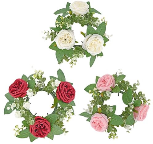 Holibanna Kerzenring Mit Künstlichen Rosen Für Hochzeitstische Und Partys Künstliche Dekoblätter