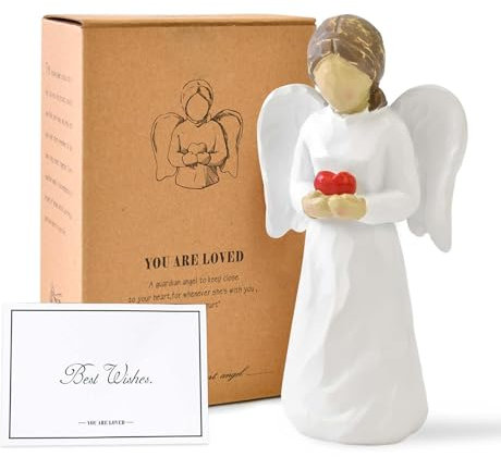Jiayaus Schutzengel Figur, Engel Figur für Frauen, Heilung Guardian Angel, Statue Hält EIN Herz für Muttertag, Thanksgiving, Weihnachten, Heimdekoration, Gedenkgeschenke