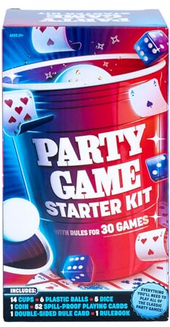 Endless Games Party Game Starter Kit – 30 Fun Game Night Games & Supplies for Adults | 2+ Players | Includes Cups, Dice, and Cards | Ages 21+