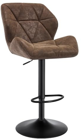 WOLTU Barhocker, Barstuhl Höhenverstellbar, PU-Bezug, Dunkelbraun | Drehbarer Bar Stool mit Rückenlehne, Fußstütze, Robuster Metallrahmen, für Küche und Hausbar, Vintage
