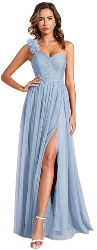 Ever-Pretty Vestido Dama de Honor para Mujer Hombro Cintura Alta Sin Mangas Fiesta Maxi Vestido ES01911-P