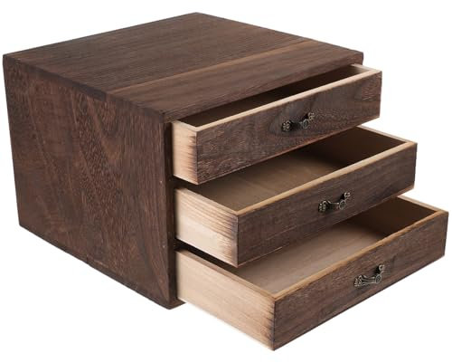 COLLBATH Holz Schubladenbox Für Schreibtisch Aufbewahrungsbox Mit Schublade Aus Massivholz Organizer Für Desktop Praktisches Und Langlebiges Holzmaterial