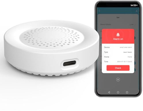 Alarma de sirena inteligente, 100 dB, alarma inalámbrica para puerta y ventana, 32 tipos de sonido disponibles