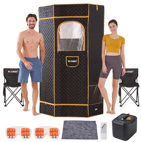 WOOMER Portable Sauna Box Sauna for Home, Remote Control, Folding Chair, Foot Massager