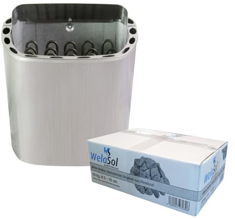 Well Solutions Edelstahl Saunaofen Next 8 kW - WelaSol Saunasteine - für finnische Sauna von 7-13 m³