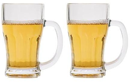 Boccali da birra in vetro Set di 2 bicchieri da birra in vetro boccale da birra bicchieri da birra con manico trasparente refrigeratore congelatore regali di birra classici, bicchieri da birra