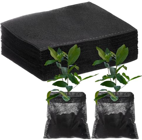 M METERXITY 200-Pack Bolsas de Cultivo para Vivero, 7.9 X 7.9 Bolsas de Vivero de Plantas No Tejidas, Bolsas de Siembra de Tela para Iniciar Semillas/Trasplante de Suelo/Jardín Casa [Negro]